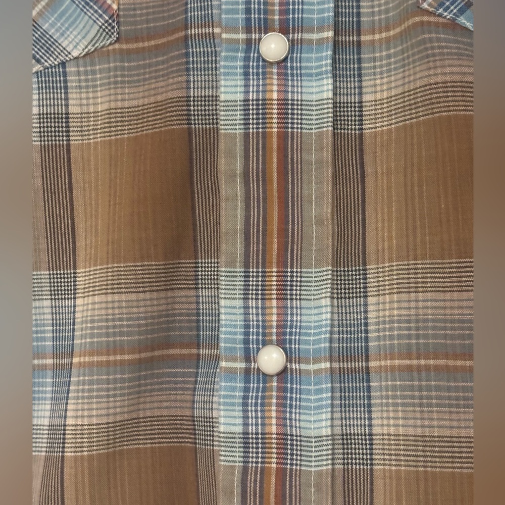 Levi's Vintage 70s Big E Men’s Western Plaid Shirt with Pearl Snap Buttons - Picture 4 of 8